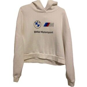 PUMA x BMW Motor Sports / M-Power Women’s Cropped Hoodie White Logo Print Sz: M